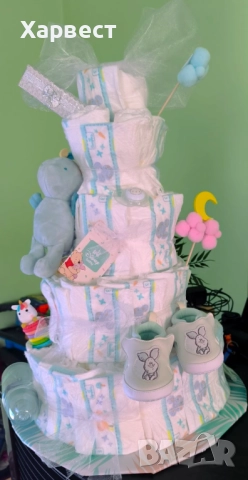 Изработка на торти от памперси, снимка 4 - Пелени, памперси - 52330563