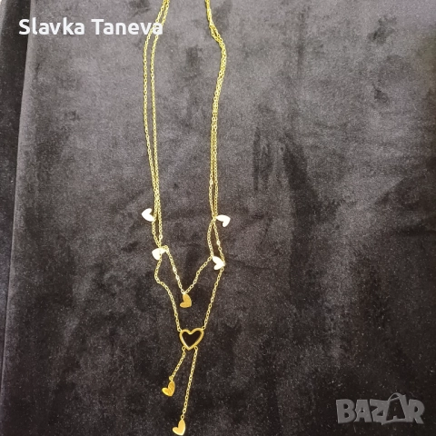 Стоманено колие със сърца, снимка 2 - Колиета, медальони, синджири - 52238467
