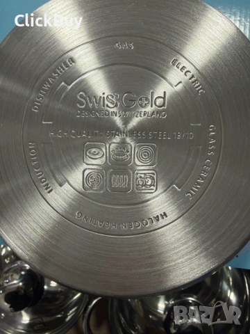 Комплект тенджери Swissgold EMMIE (SG-18099) – 3 броя с 5-слойно капсуловано дъно, снимка 5 - Съдове за готвене - 54120786