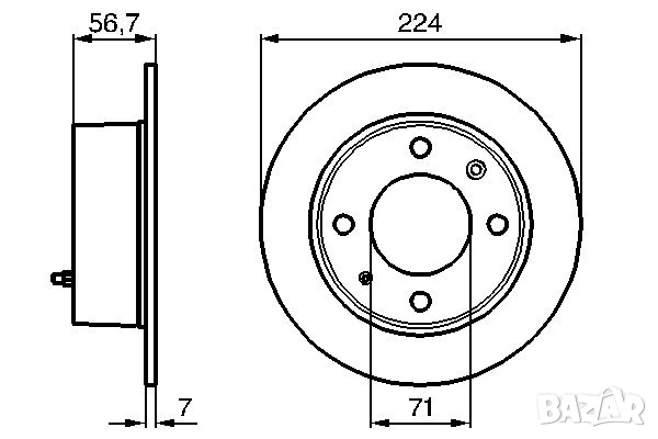 Диск спирачен заден дeсен/ляв за CITROEN BX 1.1-1.9D 10.82-12.94г.№ C1121P, снимка 3 - Части - 50600995