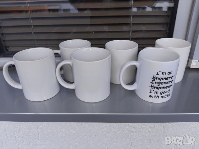 Чаши за чай кафе керамични – бели 6бр., снимка 7 - Чаши - 51625695