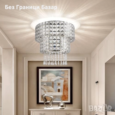 Нов Кристален абажур за таванна или висяща лампа осветление дом стая, снимка 2 - Лампи за таван - 52249718