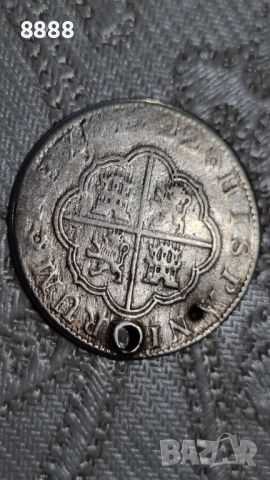 Сребърна монета 2 реала 1722  Испания , снимка 3 - Нумизматика и бонистика - 45797611