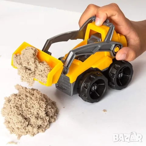 Комплект моделиращ пясък Kinetic Sand Несъхнещ пясък Кинетичен пясък Строеж с багер, снимка 3 - Пластелини, моделини и пясъци - 48810788