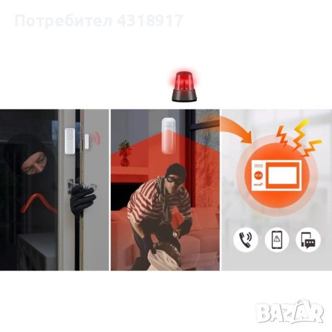 Безжична алармена система LCD 2.4" Wifi GSM, Onshop, Tuya Smart, 2xPIR, Бял, снимка 7 - Други - 54225917