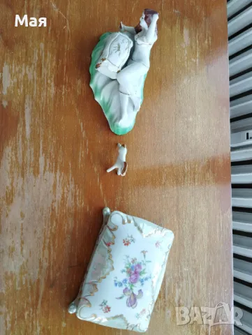 Антика ювелирна порцеланова кутия за бижута, снимка 5 - Антикварни и старинни предмети - 50371247