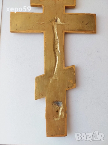 Антикварен бронзов кръст с позлата и емайл/Царска Русия/1850 год, снимка 5 - Антикварни и старинни предмети - 52537680