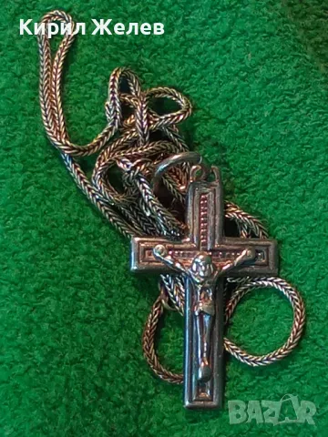 РАЗПЯТИЕ СРЕБЪРЕН КРЪСТ МАРКОВО ЛАКИРАНО СРЕБРО 925 със СРЕБЪРНА ВЕРИЖКА РЪЧНА РЕТРО ПЛЕТКА 25160, снимка 17 - Колиета, медальони, синджири - 50073170