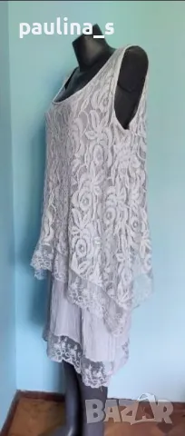 Два броя / Бяла комбинирана туника с набиращи се ръкави / Италия / италианска туника, голям размер , снимка 13 - Туники - 37196601