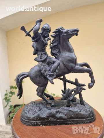 Страхотна антикварна английска метална фигура статуетка , снимка 3 - Антикварни и старинни предмети - 52269991
