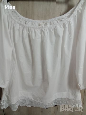 Дамска памучна блуза с дантела, снимка 1 - Туники - 46433997