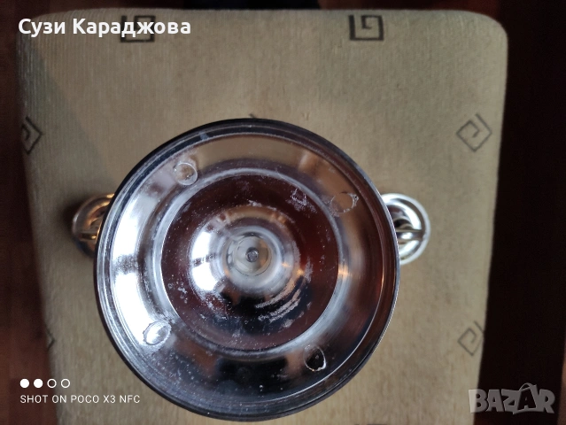 Посребрен метален свещник, снимка 4 - Антикварни и старинни предмети - 53251013