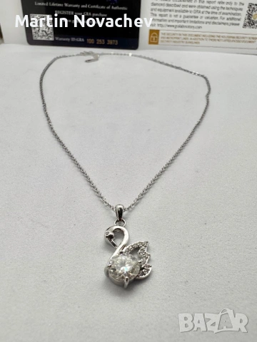 Сребърно колие с мойсанит (Диамант) 1 карат, снимка 5 - Колиета, медальони, синджири - 53861869