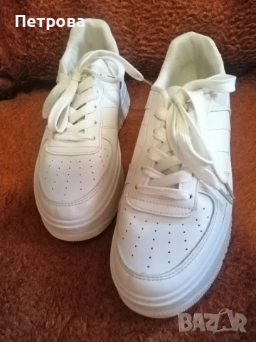 Кожени кецове на платформа/цвят екрю , снимка 2 - Кецове - 50983809