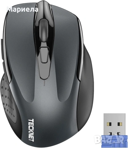 Безжична мишка TECKNET, 2.4G ергономична оптична мишка, снимка 4 - Клавиатури и мишки - 53453211