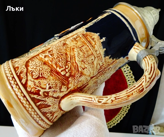 Халба с калаен капак Löwenbräu München., снимка 9 - Антикварни и старинни предмети - 52887300