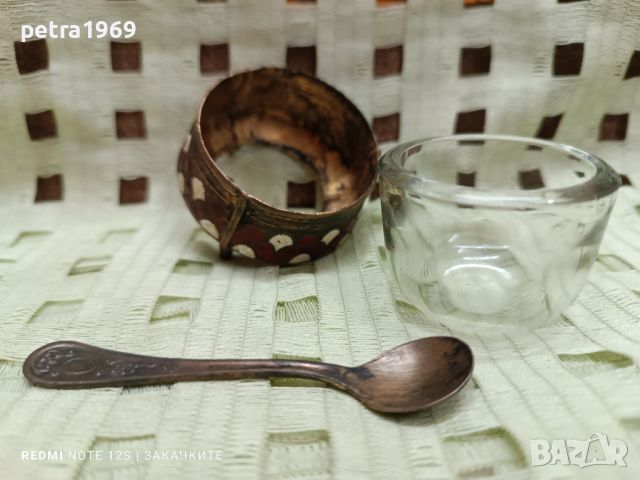 Руски горчичник, съд за хайвер ... , метал, емайл, стъкло, снимка 3 - Антикварни и старинни предмети - 46088125