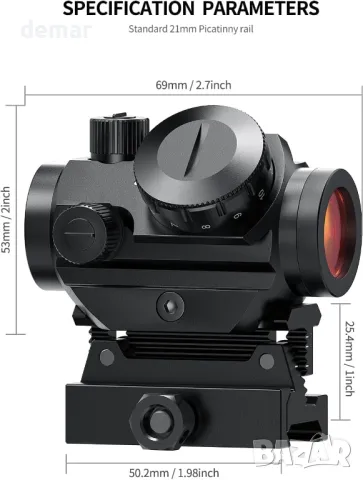 Feyachi RDS-10 червена точка за прицел 4 MOA за пушка, снимка 5 - Оборудване и аксесоари за оръжия - 49823423