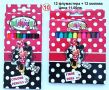 Комплект 12 бр. флумастери + 12 бр. цветни моливи Minnie , снимка 1 - Рисуване и оцветяване - 46038310