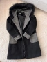 Дамско палто в черно и сиво с пух на качулката, снимка 9