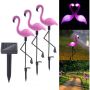 Соларна градинска лампа – комплект от 3 броя фламинго, снимка 1