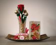 Букет от плюшена роза и бонбони Фереро Роше, аранжиран във ваза, снимка 2
