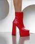 Боти на ток - червен лак, снимка 3