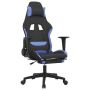 vidaXL Масажен гейминг стол с опора за крака черно и синьо плат(SKU:345507, снимка 1 - Столове - 45312600
