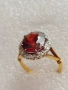 Съвременен дамски златен пръстен 18к с прекрасен гранат и диаманти.Има и сертификат, снимка 9