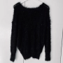 Разпродажба Дамски черен пухкав пуловер с пайети Нов, снимка 7