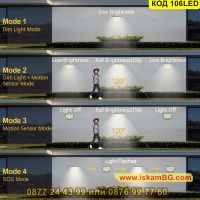 LED Външна лампа с дистанционно управление, соларен пенел и сензор за движение - КОД 106LED, снимка 9 - Соларни лампи - 45465467