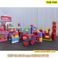онструктор 100 дървени кубчета в различни цветове, образователна играчка за деца - КОД 3549, снимка 5 - Конструктори - 45022745