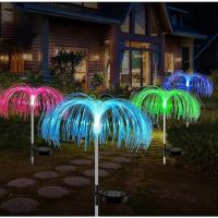 2 броя Соларна LED лампа цветен фонтан от оптични влакна за градина , снимка 2 - Соларни лампи - 45495998