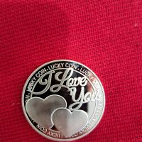 Посребрена късметлийска монета "Обичам те повече, отколкото мога да кажа", снимка 1 - Нумизматика и бонистика - 45724951