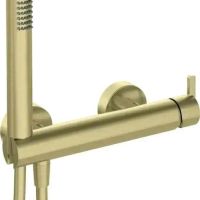 Комплект Златен смесител с душ слушалка тип Дъжд Silia Brush Gold, снимка 1 - Смесители - 45299739