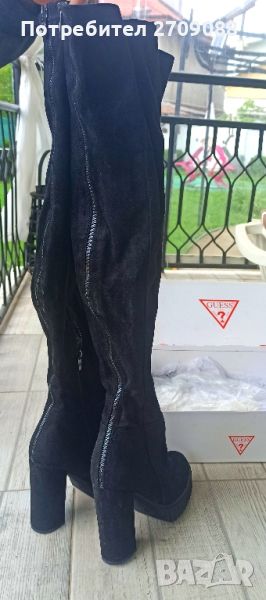 Маркови чизми на висок ток, естествен велур, с цип отзад, 38 номер, снимка 1
