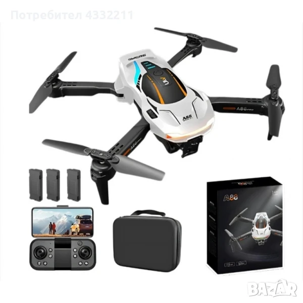 Сгъваем дрон A88 с двойна 1080P камера и интелигентни функции за управление, снимка 1