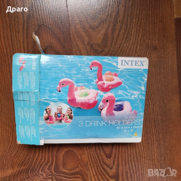 Стойки плуващи фламингота за чаша/кенче за басейн, снимка 1