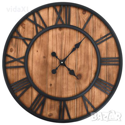 vidaXL Винтидж стенен кварцов часовник, дърво и метал, 60 см, XXL(SKU:50646, снимка 1