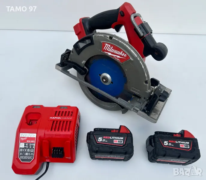 Milwaukee M18 FCSG66 - Безчетков ръчен циркуляр 2x18V 5.0Ah, снимка 1