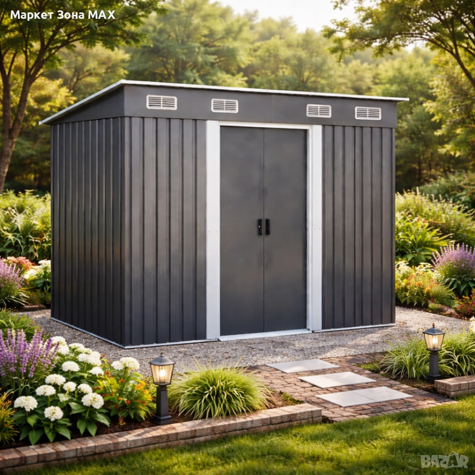 Просторен метален навес за градина и двор с плъзгащи врати, снимка 1