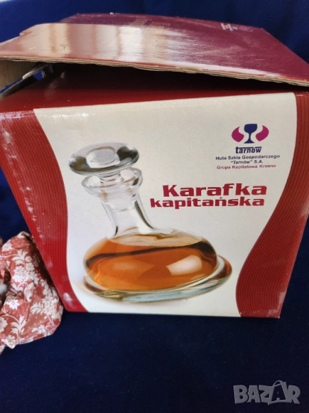 невеляшка / неваляшка Шише с тапа и чашки - рядък "Капитански" комплект , Полша, от кристалин, ръчна, снимка 1