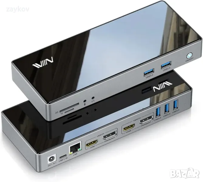 USB 3.0 докинг станция, IVIIN универсална докинг станция с 4K HDMI и 5K DisplayPort, снимка 1