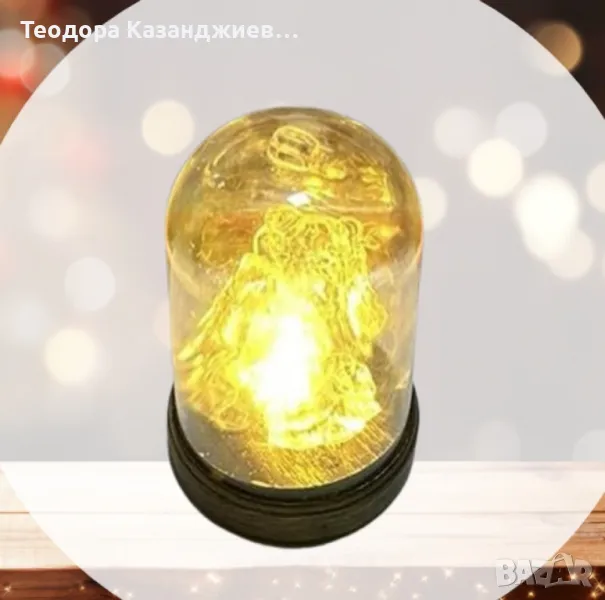 Кристална коледна стъкленица с LED светлина, снимка 1