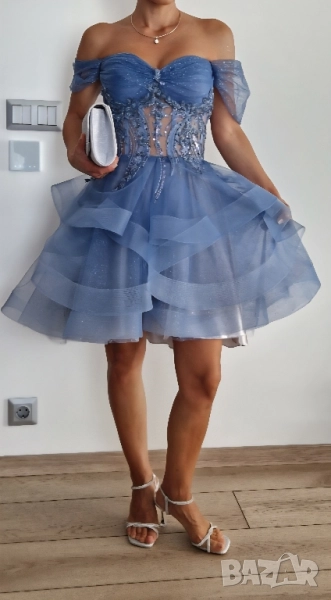 Синя рокля цвят деним размер S, снимка 1