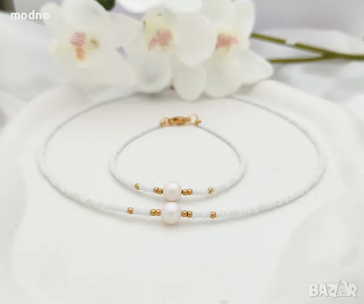 Нежни бижута (колие и гривна) в минималистичен стил, снимка 1