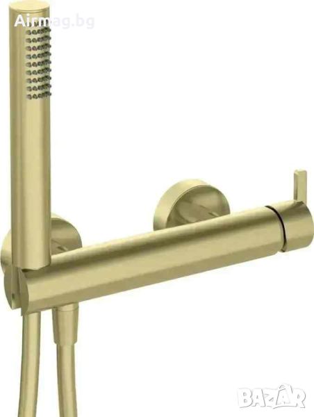 Комплект Златен смесител с душ слушалка тип Дъжд Silia Brush Gold, снимка 1