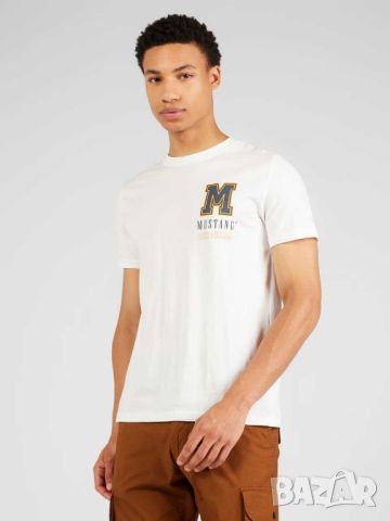 Мъжка тениска Alex Mustang, 100% памук, Бяла, XXL, снимка 1 - Тениски - 45528489