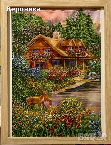 ушит гоблен със  чешки мъниста "Тишина"