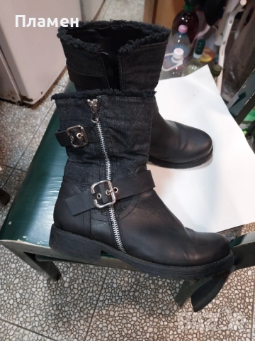 Продавам зимни кожени ботуши 38 номер, снимка 2 - Дамски ботуши - 52704037
